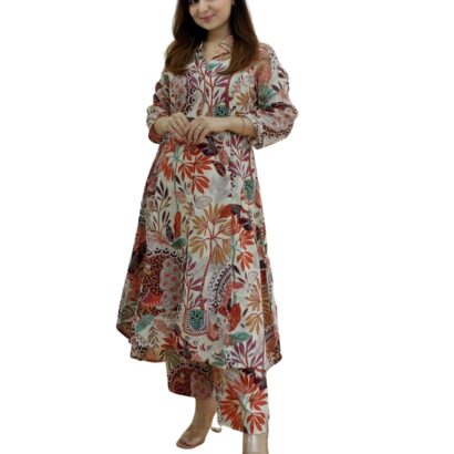 GRECIILOOKS Cotton Blend Standard Length Kurti Festive Regular Fit Kurta Set for Women (GL-k2716&P138_Multicolour_3XL) dress material - Bailly - Premium Dress Materials for Every Occasion
