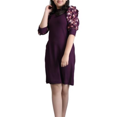 KUDUZO Girls Midi Knee Length Party Dress | Festive Party Dress for Girls| Knee Length Bodycon Dress | Fashion Sleeve Fancy Dress for Birthday Girl (11-12 Years, Purple) dress material - Bailly - Premium Dress Materials for Every Occasion