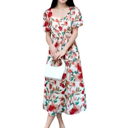 GRECIILOOKS Rayon Fit and Flare Below The Knee One Piece Maxi Bodycon Dresses Midi Dress for Women (GL-WD1208_Beige_M) dress material - Bailly - Premium Dress Materials for Every Occasion