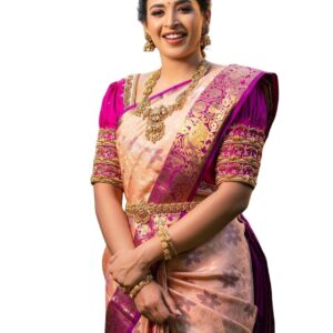 SGF11 Women's Kanjivaram Soft Silk Saree With Blouse Piece (Pink dress material - Bailly - Premium Dress Materials for Every Occasion