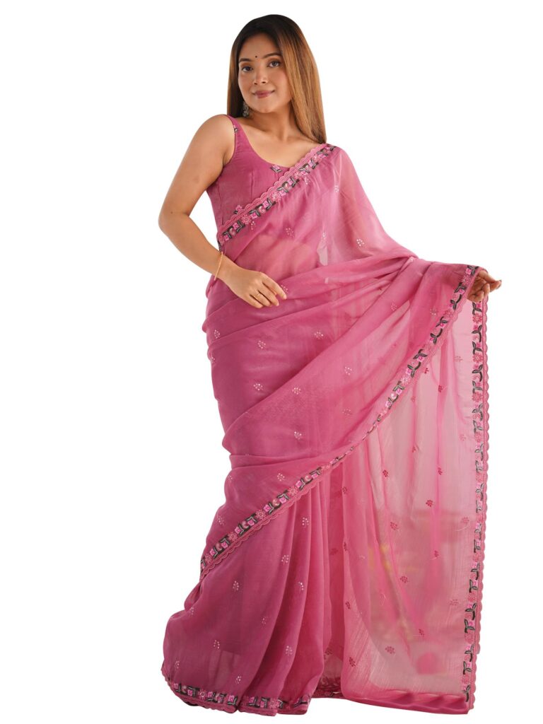 Paper Silk Embroidered Saree