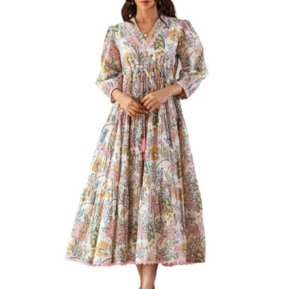 GRECIILOOKS Rayon Below The Knee One Piece Maxi Bodycon Dresses Midi Dress for Women (GL-WD1231_Multicolor dress material - Bailly - Premium Dress Materials for Every Occasion