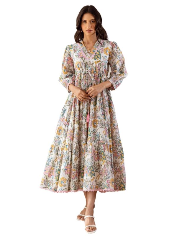 GRECIILOOKS Rayon Below The Knee One Piece Maxi Bodycon Dresses Midi Dress for Women (GL-WD1231_Multicolor dress material - Bailly - Premium Dress Materials for Every Occasion