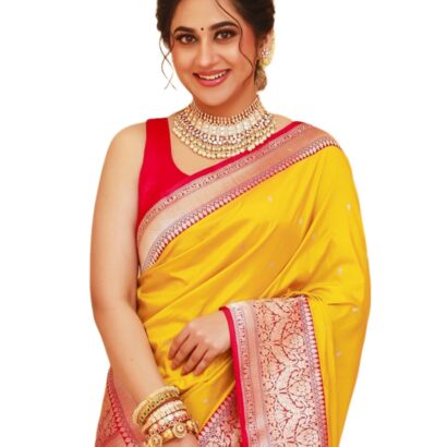 SIRIL Women's Kanjivaram Soft Silk Saree Pure Silk With Unstitched Blouse Piece (4181S111_Yellow & Red) dress material - Bailly - Premium Dress Materials for Every Occasion