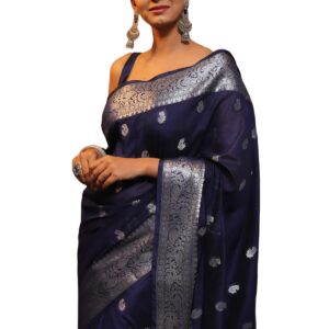 Avantika Fashion Women's Kanjivaram Soft Pure Silk Banarasi Sarees With Blouse Piece, Blue dress material - Bailly - Premium Dress Materials for Every Occasion