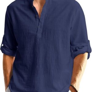Bellstone Men's Solid Regular Fit Dress Shirt (KURTA1600_Navy Blue_M dress material - Bailly - Premium Dress Materials for Every Occasion