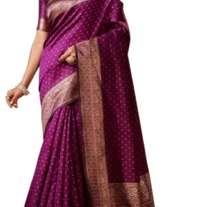 Sugathari Women's Banarasi Saree Pure Kanjivaram Silk Saree Soft new ladies 2023 Design Wear Pattu Sarees Latest Cotton Party Sari collections With Blouse Piece for Wedding sadi (SAM PARI-113 WINE) dress material - Bailly - Premium Dress Materials for Every Occasion