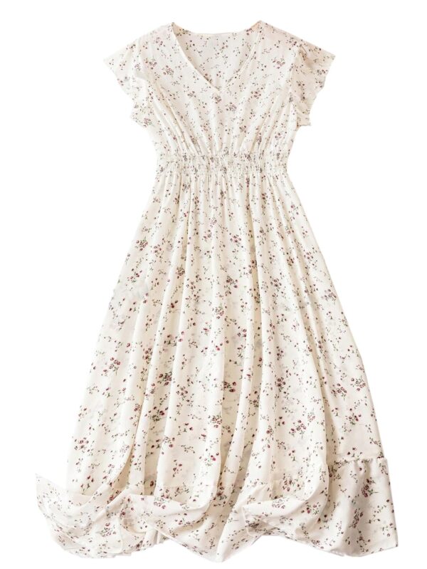 TOPLOT Calf Length Dresses for Women|One Piece Dress, Western Dress (Dress-5185-Off White-S) dress material - Bailly - Premium Dress Materials for Every Occasion