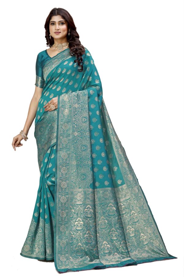 Shasmi Women's Banarasi Saree Pure Kanjivaram Silk Saree Soft new ladies 2025 Design Wear Pattu Sarees Latest Party Sari collections With Blouse Piece for Wedding sadi (PARI-216 RAMA) dress material - Bailly - Premium Dress Materials for Every Occasion
