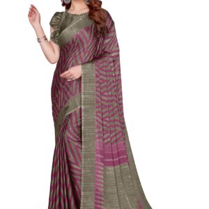 MIRCHI FASHION Women's Plain Weave Chiffon Leheriya Printed Saree with Blouse Piece (33534-Pink, Beige) dress material - Bailly - Premium Dress Materials for Every Occasion