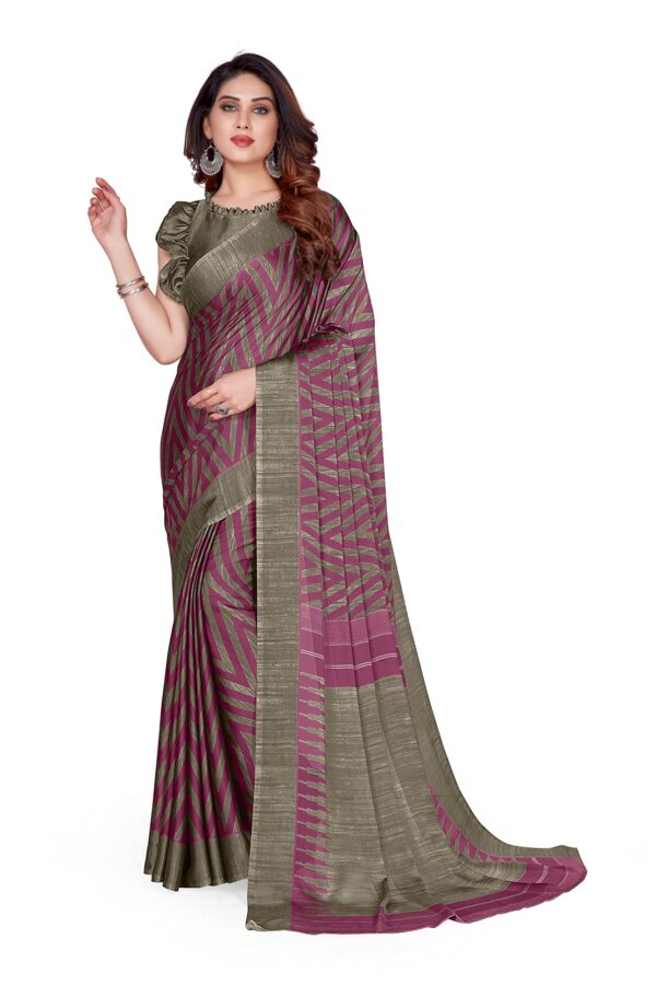 MIRCHI FASHION Women's Plain Weave Chiffon Leheriya Printed Saree with Blouse Piece (33534-Pink, Beige) dress material - Bailly - Premium Dress Materials for Every Occasion