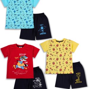 Naavai Kids Cotton Boys And Girls T-shirts And Shorts Set Dress/Pack Of 3 / Half sleeve Casual Baby Boys Set Dress Baby Girls Clothing Set Combo Pack Of Multicolor (Multicolor-1, 5-6 years) dress material - Bailly - Premium Dress Materials for Every Occasion