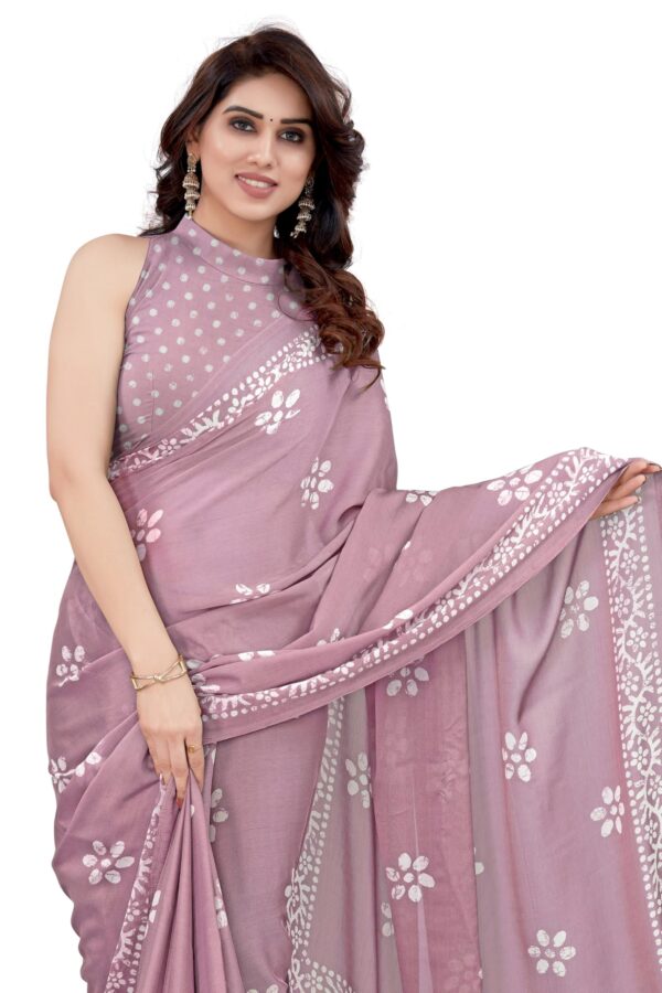 MIRCHI FASHION Chiffon Georgette Batik Printed Sarees for Women with Blouse Piece (37995-Onion Pink, White) dress material - Bailly - Premium Dress Materials for Every Occasion