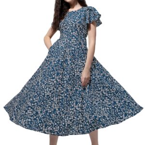 OOMPH! Dress for Women Stylish | One Piece for Women Long | Trendy Long One Piece Summer Outfit | Lightweight Flared Maxi Dress for Casual & Holiday Wear Green dress material - Bailly - Premium Dress Materials for Every Occasion