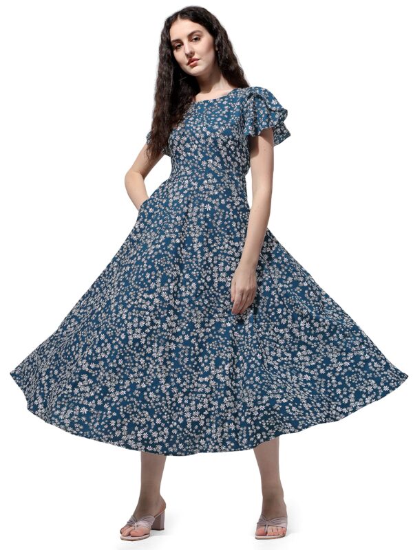 OOMPH! Dress for Women Stylish | One Piece for Women Long | Trendy Long One Piece Summer Outfit | Lightweight Flared Maxi Dress for Casual & Holiday Wear Green dress material - Bailly - Premium Dress Materials for Every Occasion