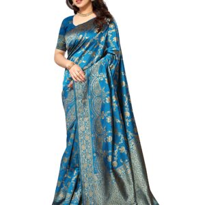 Sidhidata Women's Kanjivaram Banarasi Jacquard Silk Saree With Blouse Piece (Silk Hanuman Sky Blue_Sky Blue_Free Size) dress material - Bailly - Premium Dress Materials for Every Occasion